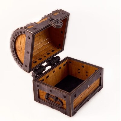 Urbalabs Wooden Pirate Treasure Chest Style Jewelry Box Medieval Treasure Chest Wood Jewelry Boxes Organizers Treasure Chest Multi Compart - image3